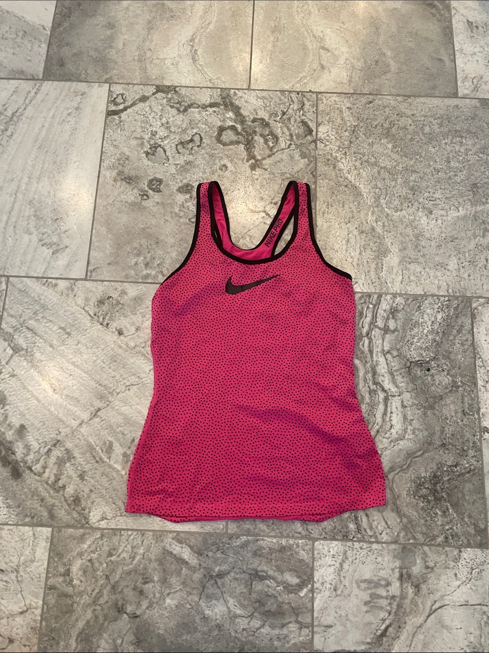 Nike Pink and Black Dotted Racerback Tank Top